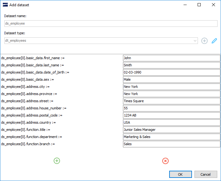 Entering data in your new dataset