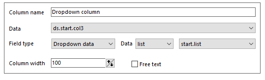 The drop-down column of the grid