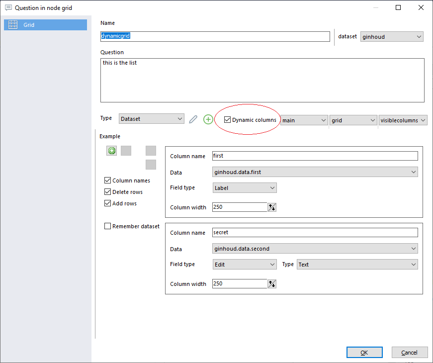 using dynamic columns