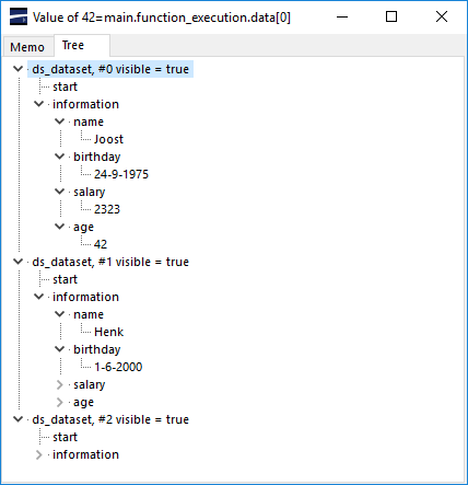 The resulting dataset in the data inspector