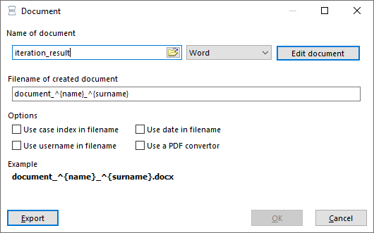 adding variables to the document name