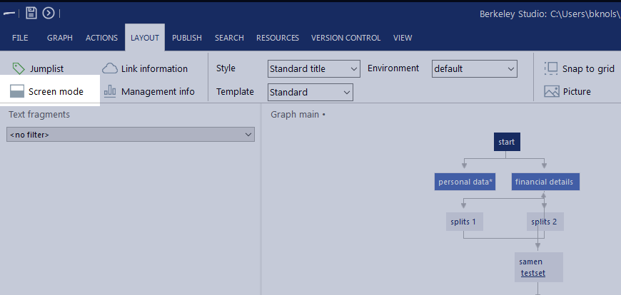 screen mode in the main menu