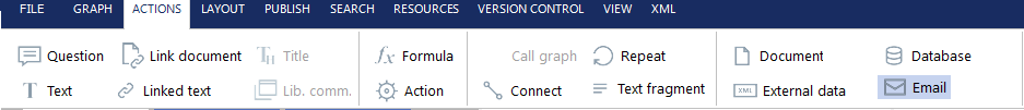 Actions menu with the Email button