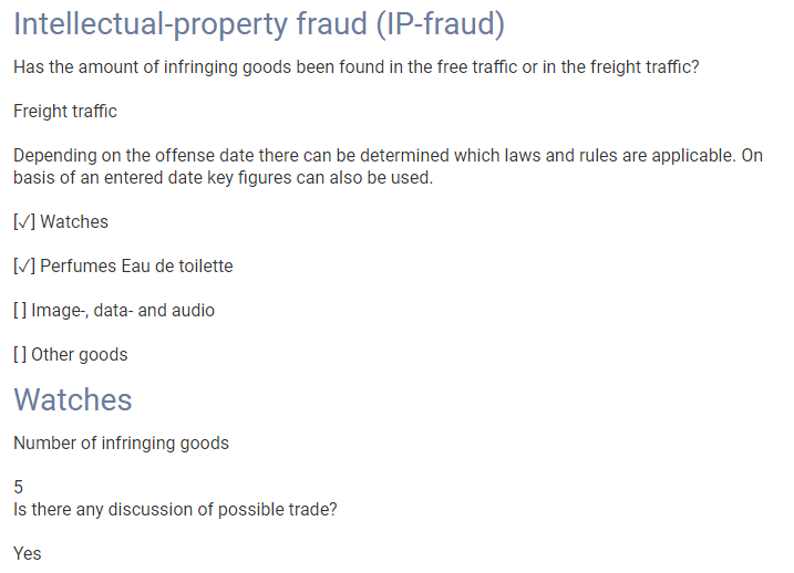 Example of an audit trail