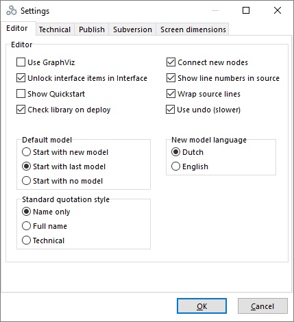 Editor settings tab