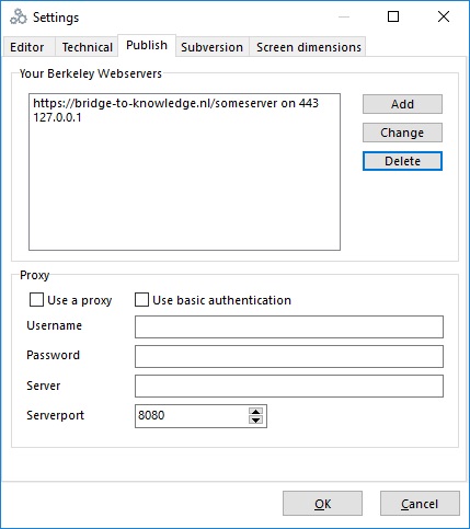 Publish settings tab