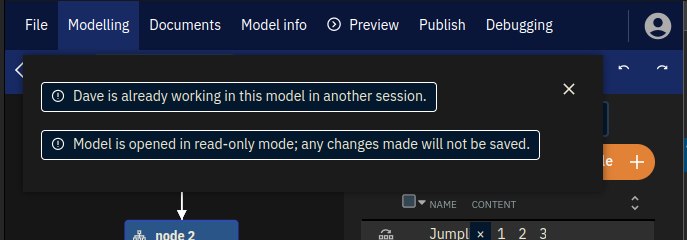 The model in read-only mode