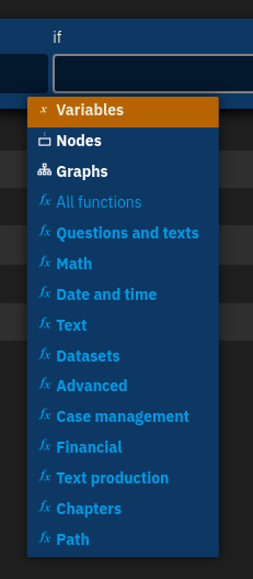 Candidates including submenus with Control+Space